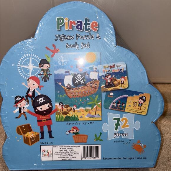72 Piece Kids Pirate Ship Jigsaw Puzzle And 2 Swashbuckling Story Book Set - New - Picture 3 of 5
